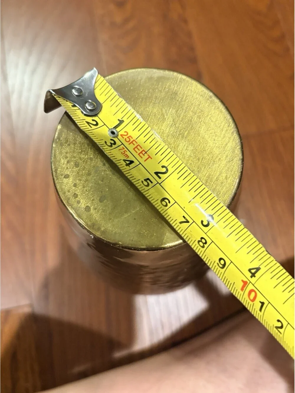 Vintage Solid Hammered Brass Vase w/ Brass Rope & Tassels Patina 10” Rustic